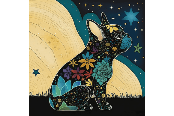 Download French Bulldog Wall Art Floral Drawing 1 - Premium Bundle