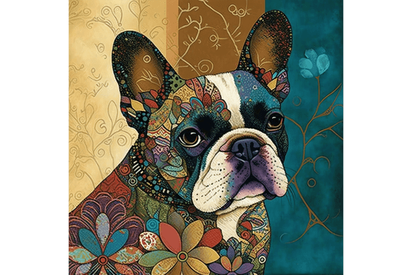 Download French Bulldog Wall Art Floral Drawing 3 - Premium Resources