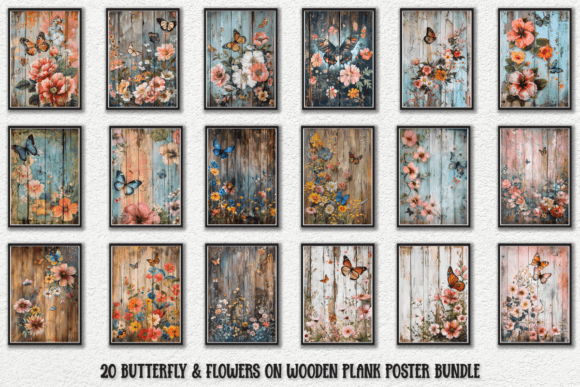 Download Rustic Butterfly Wall Art Poster Bundle - Butterfly wall art Collection
